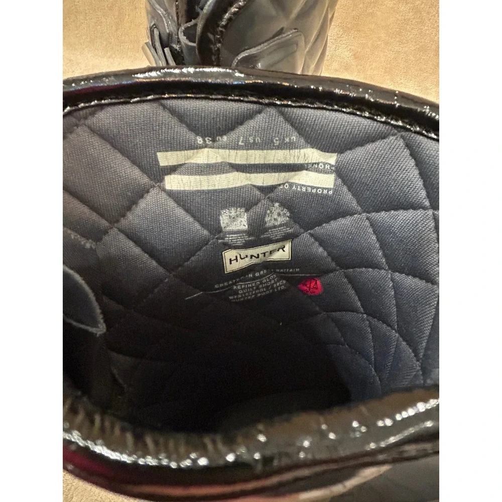 Hunter Womens 7 Refined Gloss Quilted Short Rain Boots Quilted Rubber Pull On